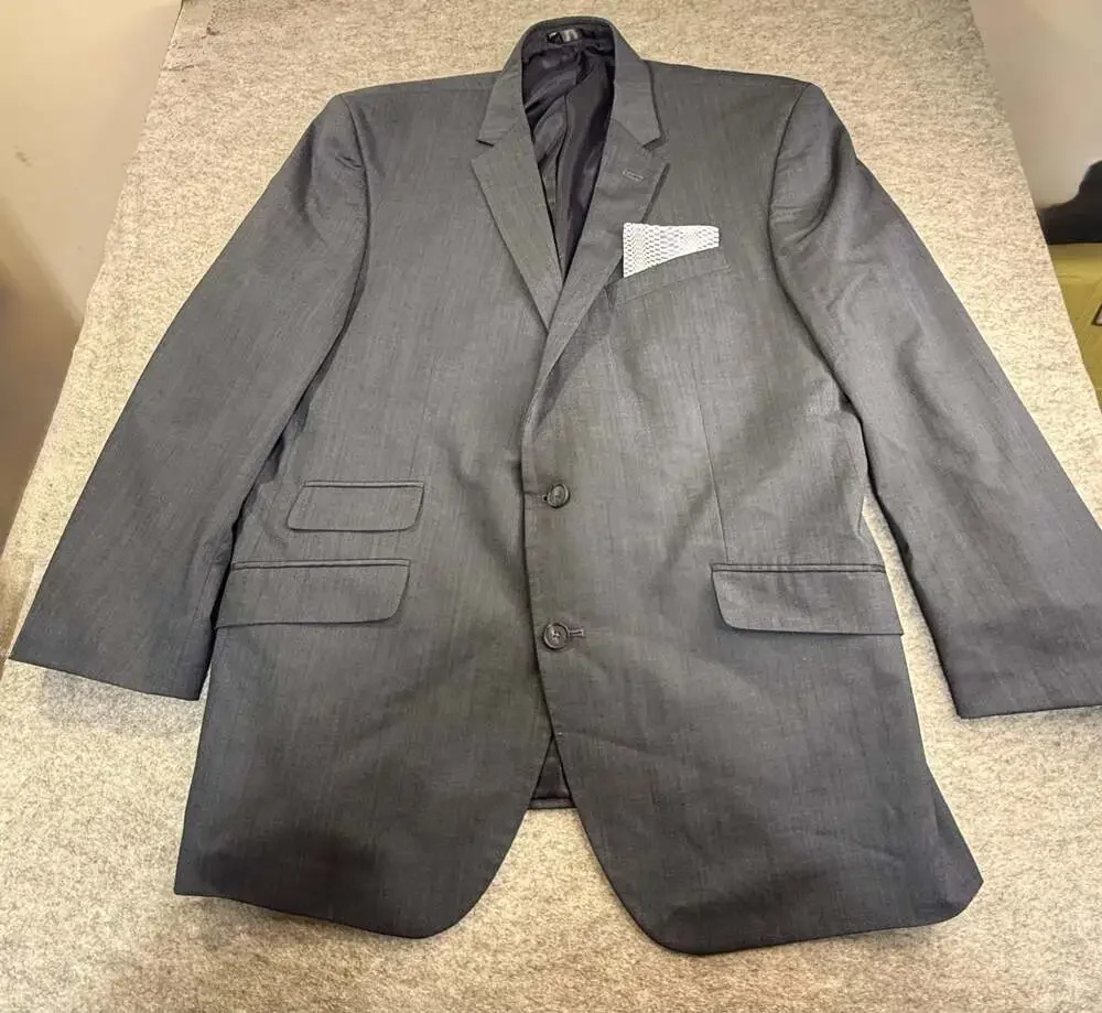 Kenneth Cole New York Men's Wool Blend Two-Button Suit Jacket Blue/Grey Size 46R